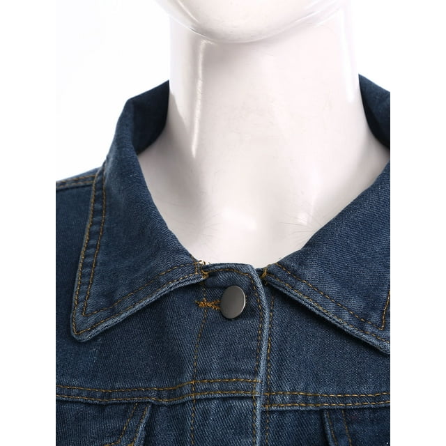 Kaerm Veste en Denim pour Femme Décontractée à Boutons, Légère, Vestes en Jean Manteau avec Poches Bleu Foncé m