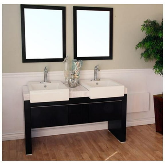 57.75 in. Double Sink Vanity Wood - Black