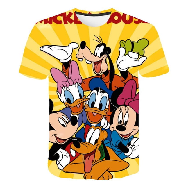Summer Kids Mickey Mouse T-Shirts Fashion Boys Girls Tees Tops Children Disney Short Sleeves Cartoon Casual T Shirts 4-14 Years3T Gao Jinjia LED