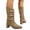 Khaki, variant on Women Mid Calf Boots Low Heel, Ruched Slouch Pointed Toe Pull On Fold Over Two Way Wear Dressy Short Booties, Casual Evening Party Fashion Heeled Calf Boots for Daily Outfit Black 39