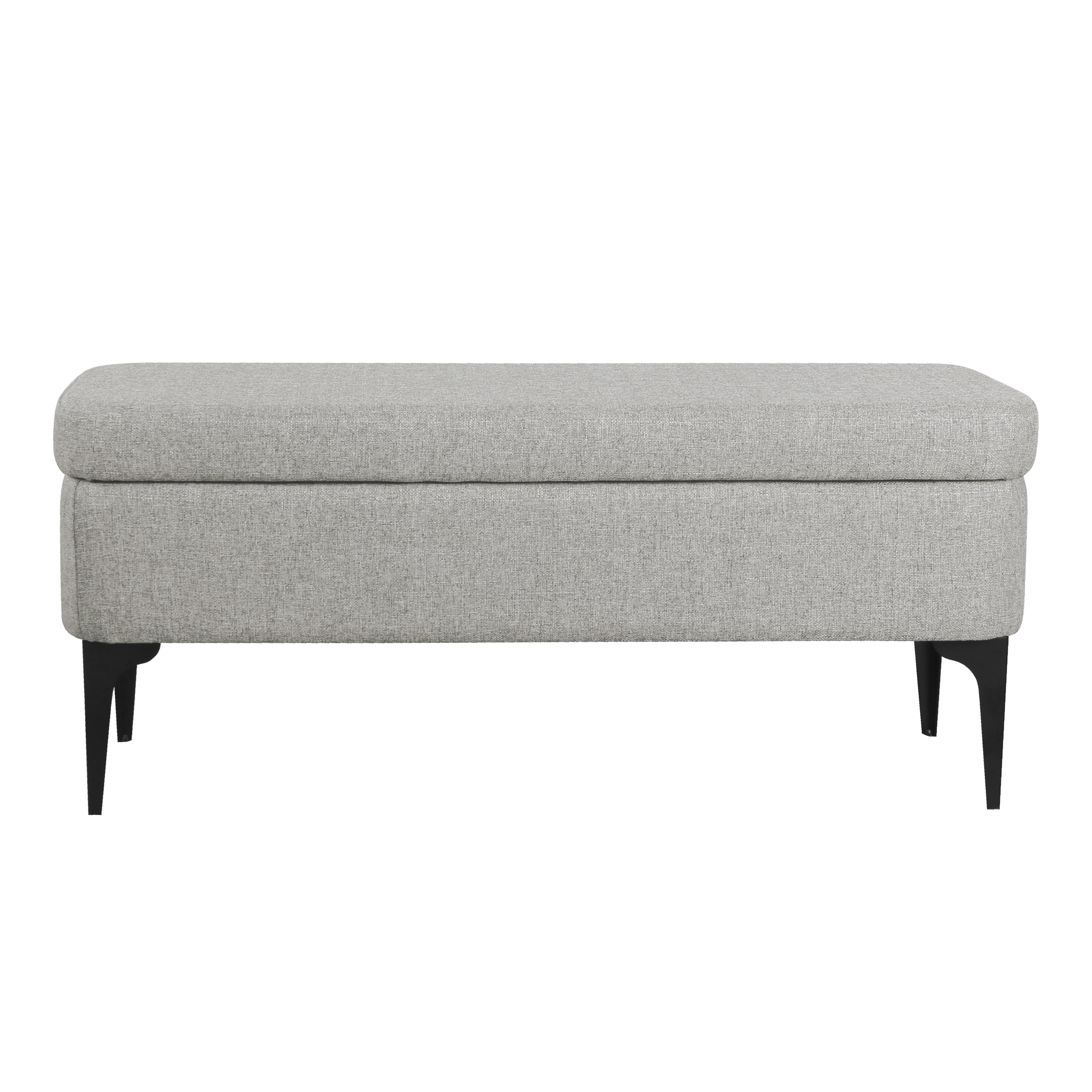 HomePop Large Modern Storage Bench with Metal Legs, 42"W x 14.5"D x 17.5"H, Sustainable Gray