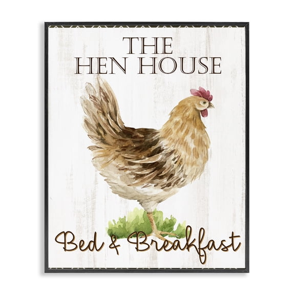Stupell Industries Hen House Bed and Breakfast Black Framed Giclee Art, design by Anne Bailey