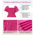 thumbnail image 6 of Aridak Girls Chiffon Dress Flutter Ruffle Short Sleeve Kids Square Neck Frocks Hot Pink 6-13Y, 6 of 7