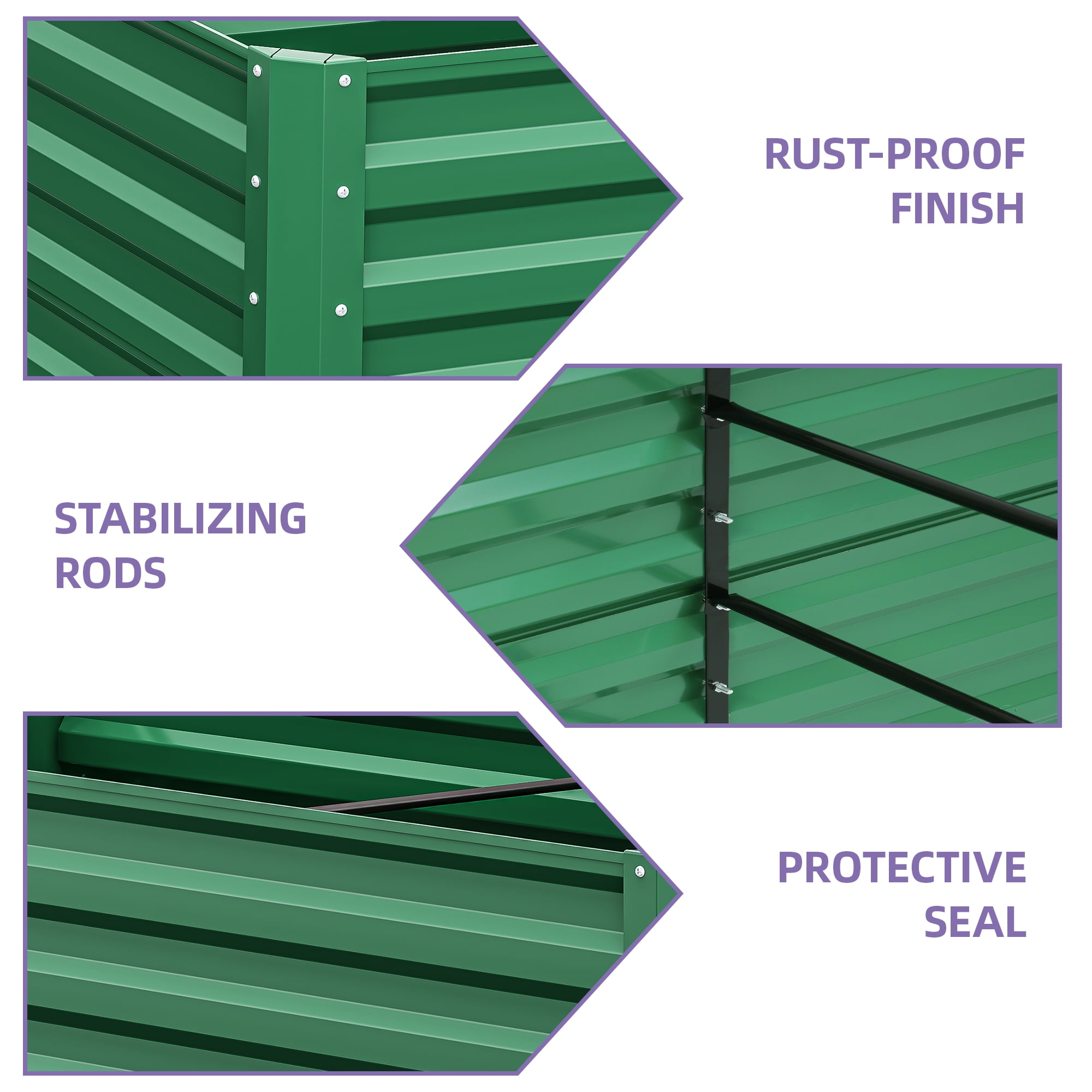 Dextrus 6x3x2Ft Large Raised Garden Bed, Galvanized Metal Planter with Accessories & Gloves, Green