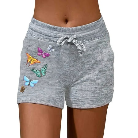 

Dtydtpe shorts for women Women s Lounge Shorts Print Comfy Pajama Bottom With Pockets And Drawstring Grey
