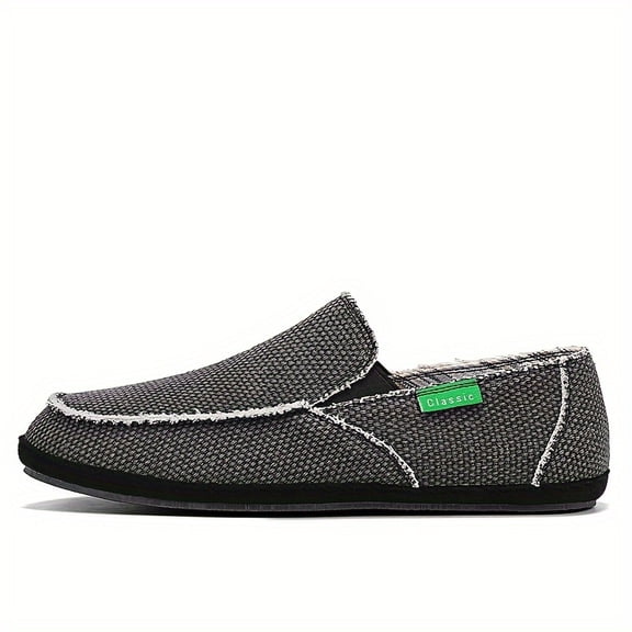 New 2026 Plus Size Men's Solid Colour Slip On Canvas Loafer Shoes, Durable Walking Shoes, Men's Footwea Comfy Non Slip Rubber Sole r