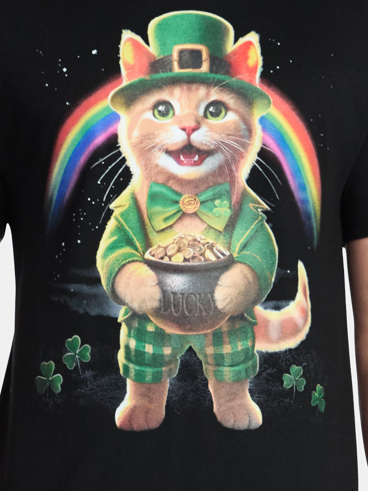 Saint Patrick's Day Men's Lucky Cat O Gold Graphic Tee by Way to Celebrate, Sizes XS-5XL