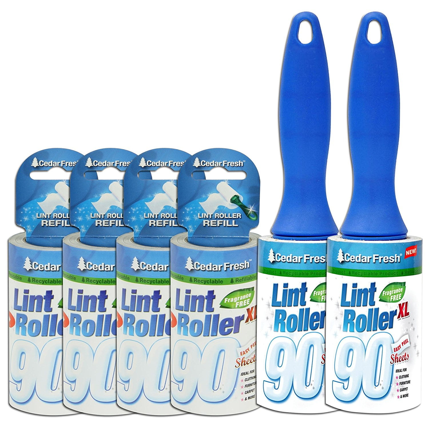 Household Essentials Cedar Fresh Lint Rollers with 4Refill, 2Pack