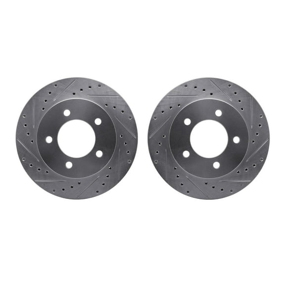 Dynamic Friction Company Front Brake Rotors-Drilled and Slotted-Silver 7002-54066