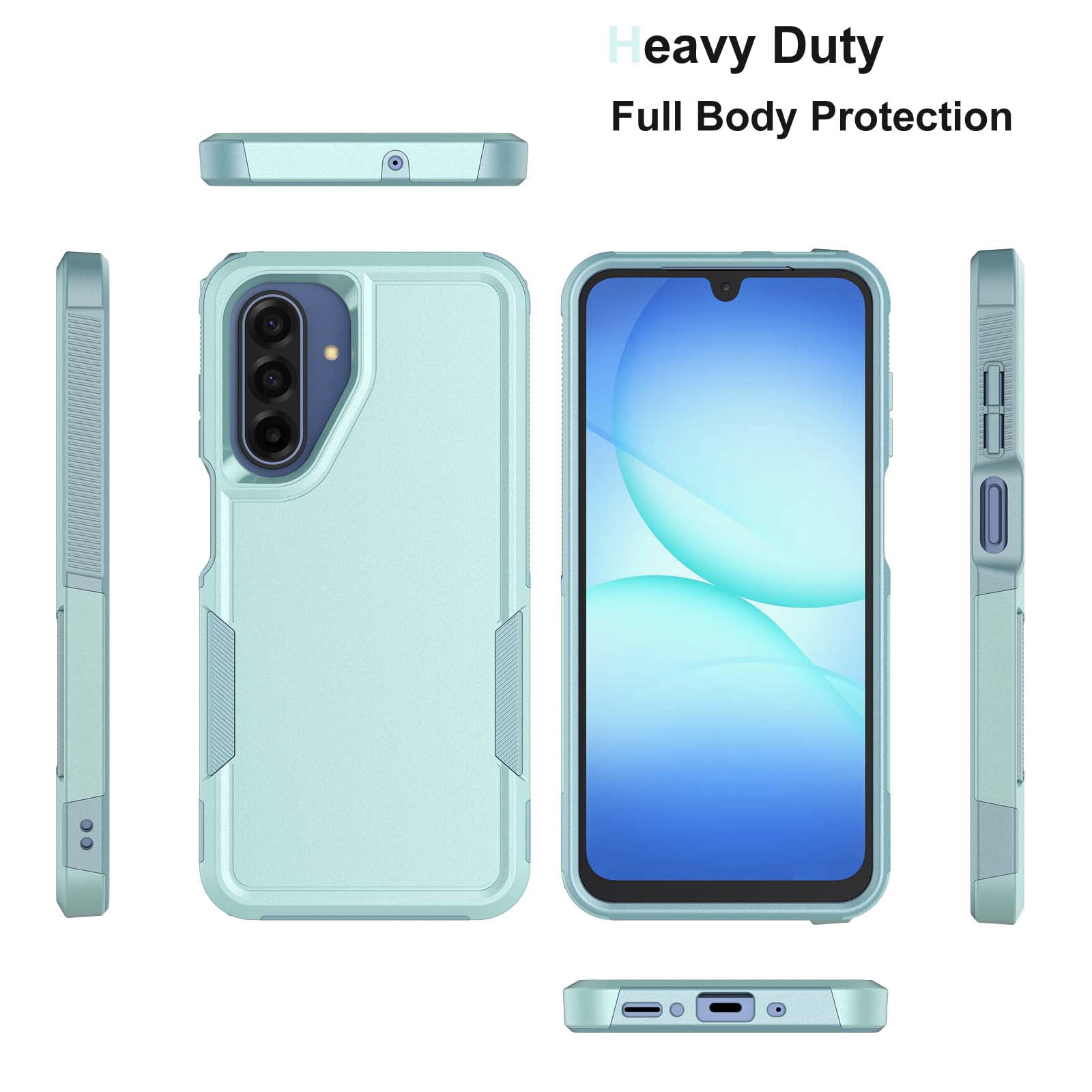 Military Grade Shockproof Samsung Galaxy A17 5G 2025 Case,Dual Layer Full Body Protective Cover with Anti-Slip Grip & Raised Camera Heavy Duty Rugged Case- Green