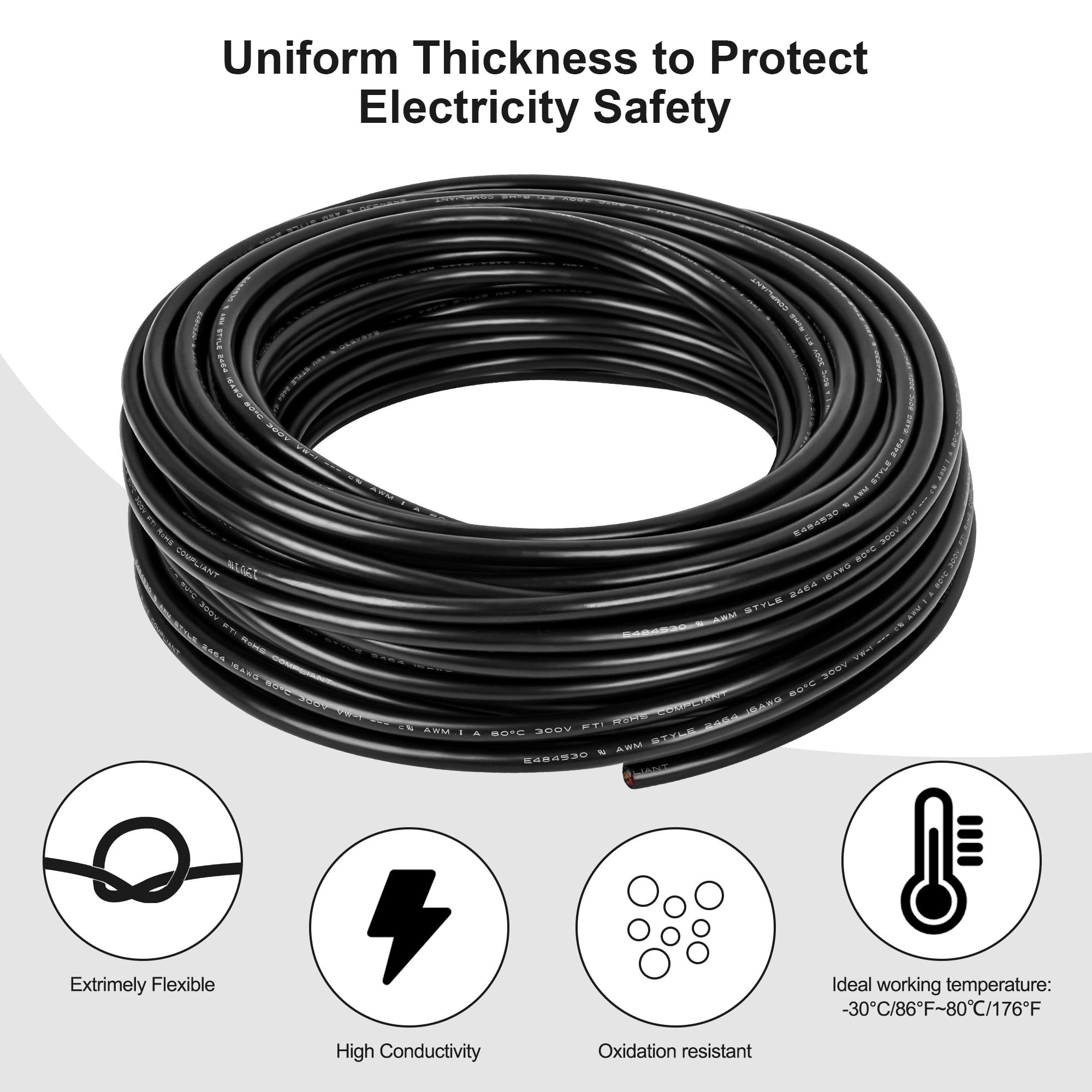 18 Gauge Electrical Wire 2 Conductor，18 AWG Electrical Wire Stranded PVC Cord Oxygen-free copper Cable，50FT Pure Copper Electrical Wire  Cord for LED Lamp Lighting Strips Automotive