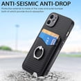 thumbnail image 2 of Carbon Fiber Patterned Case for iPhone 12, Wallet case with [360°Rotation Ring Kickstand] Credit Card Holder,PU Leather Shockproof Cover Women Men For iPhone 12, Black, 2 of 8