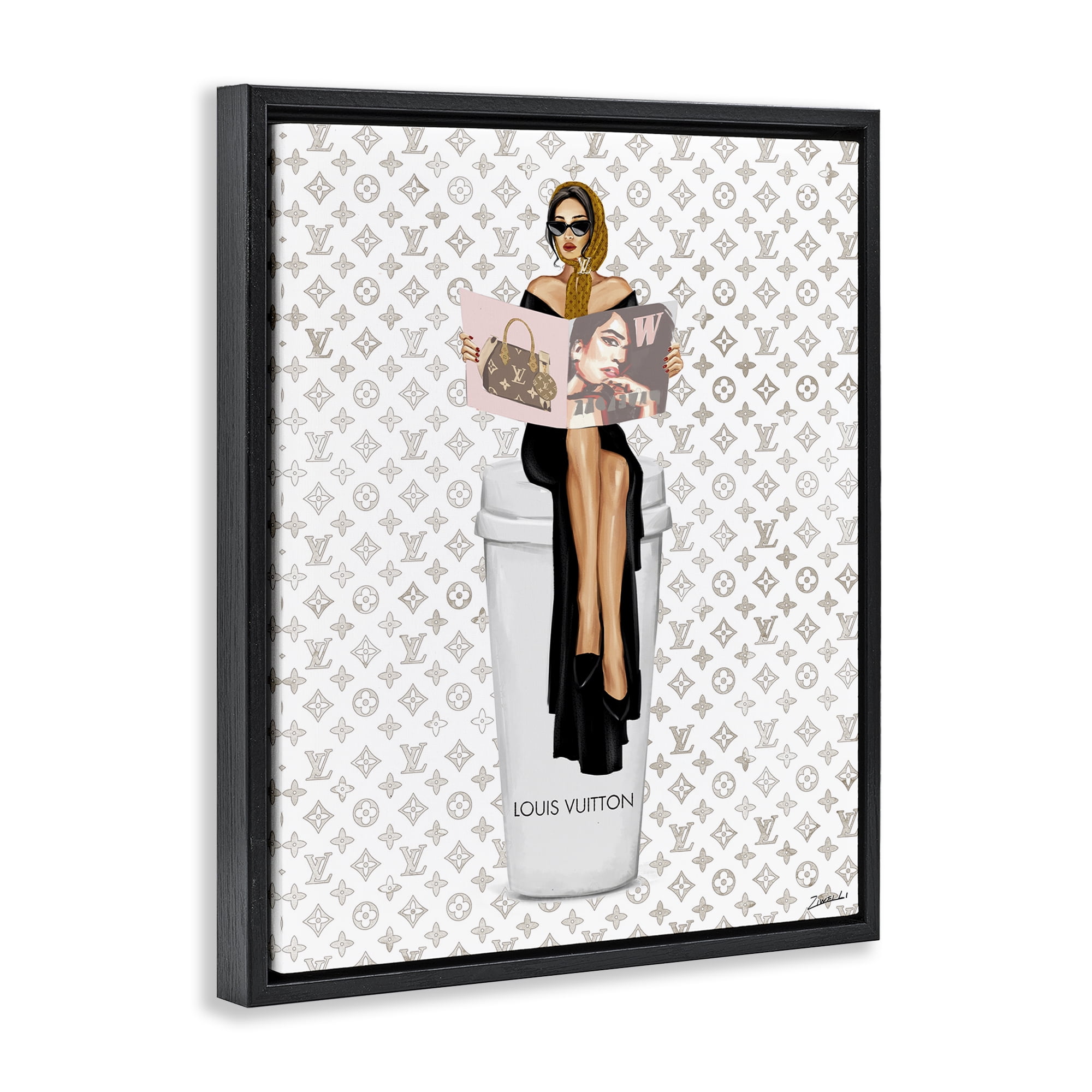 Stupell Industries High Fashion Woman Beauty & Fashion Painting Black Floater Framed Art Print Wall Art, 17 x 21