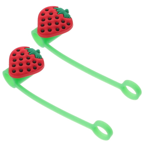 2 Pcs Drinking Bendable Strawberry Straw Cover Reusable Straw Covers 2.2X2.1CM