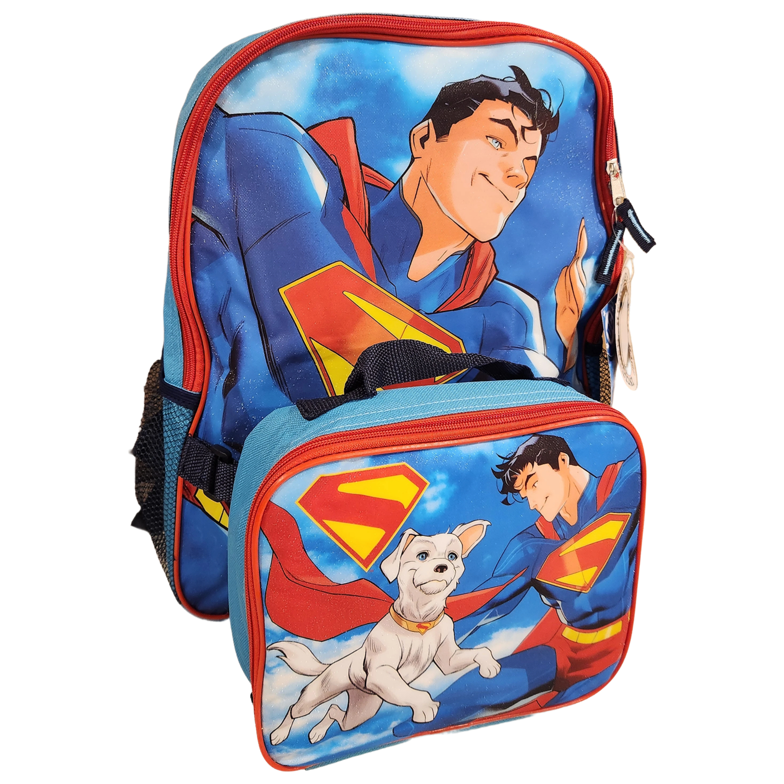 Superman Full Size 16 Inch Backpack with Detachable Lunch Box 2 pieces set