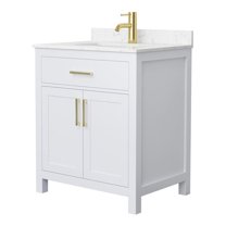 Wyndham Collection Beckett 30" Wood Single Bathroom Vanity in White/Gold