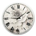 thumbnail image 1 of DesignArt Indigold Grey Peonies I Large Wall Clock, 1 of 5
