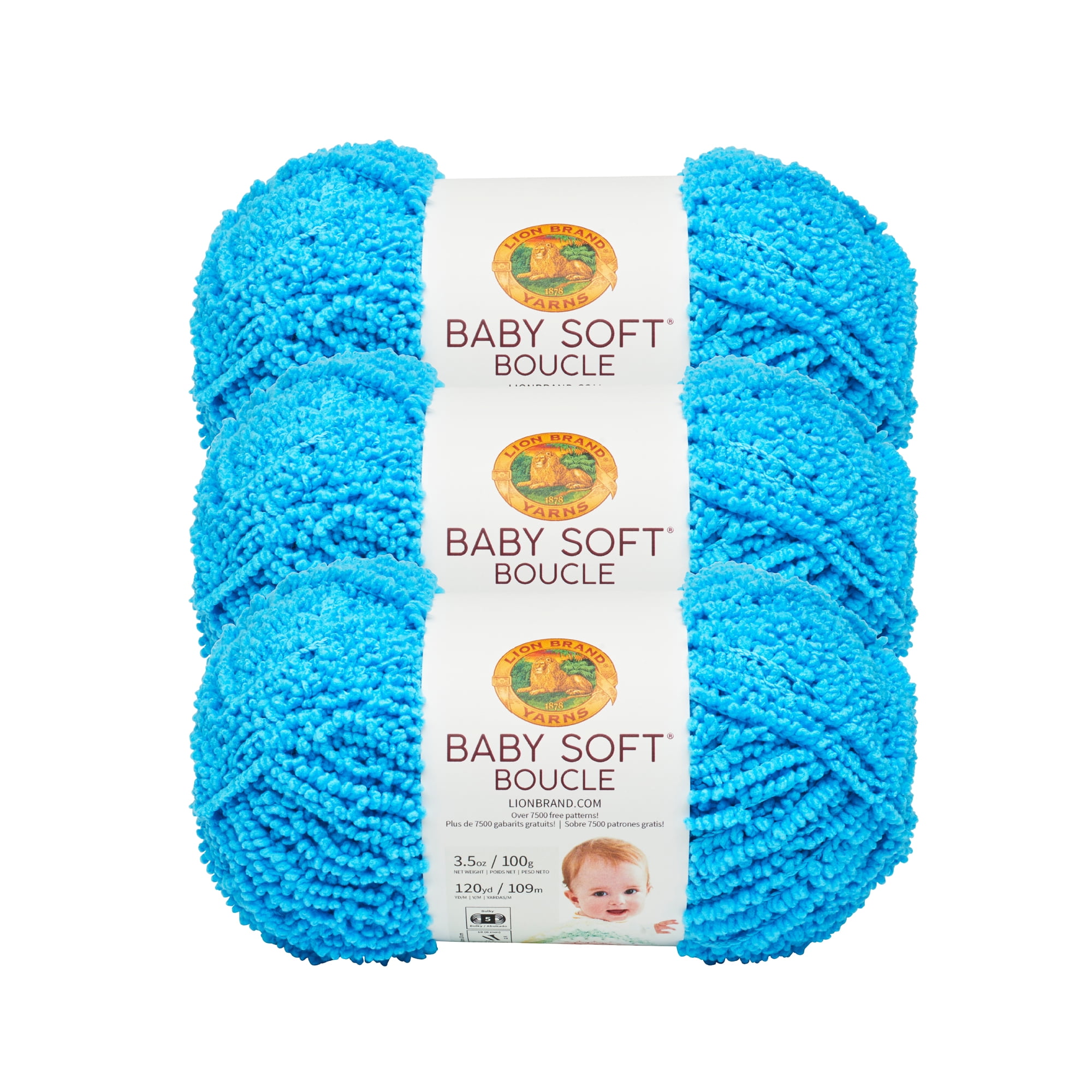 Lion Brand Yarn Baby Soft Boucle Aqua Boucle Baby Bulky Polyester Blue
