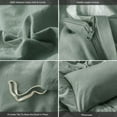 thumbnail image 5 of MooMee 100% Washed Cotton Duvet Cover Set Full Linen Like Textured Breathable 3-Piece (Heathered Green), 5 of 6