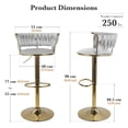thumbnail image 3 of Hawsaiy Modern Velvet Bar Stool Set of 2 with Woven Back and Footrest for Kitchen, Bar, and Dining Spaces,Light Gray, 3 of 9