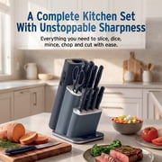 Ninja NeverDull Razor-Sharp 11-Piece Knife System with Removable Sharpener, Laser-Cut Blades, NK12011BL1, Cyberspace