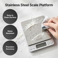 thumbnail image 2 of Mavie Compact Stainless Steel Kitchen Scale with Protective Case, 9 Unit Conversions, 3kg Capacity, Blue LCD Backlight, Auto Calibration & Precision Tare for Cooking & Baking, 2 of 8