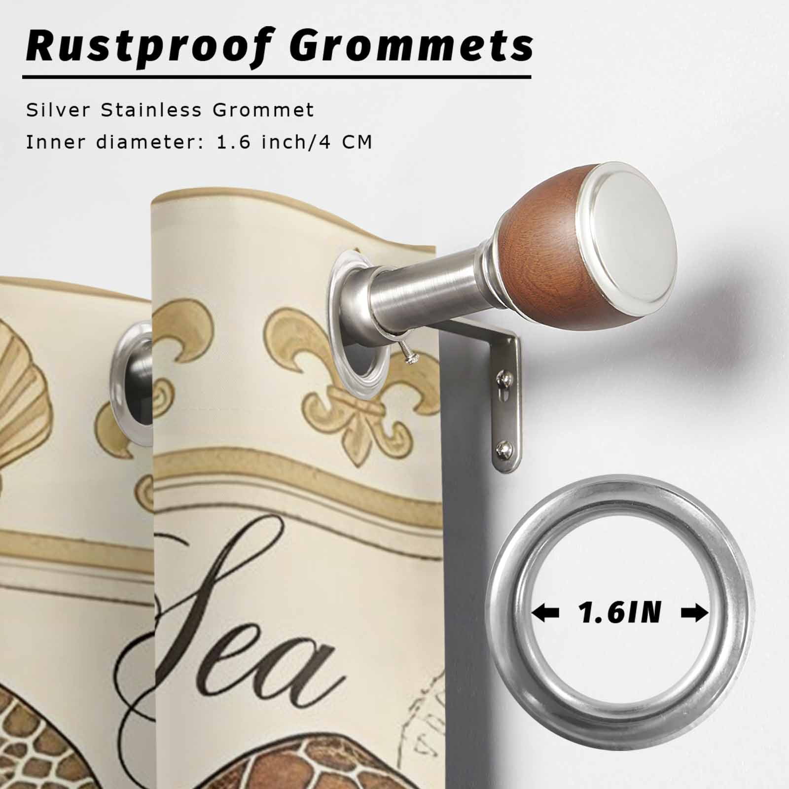 Retro Nautical Outdoor Curtains for Patio, Ocean Beige Brown Sea Turtle Seashell Ship Sunshade Privacy Drapes Grommet Waterproof Outside Curtains for Porch/Cabana/Balcony 54"x 108", 1 Panel