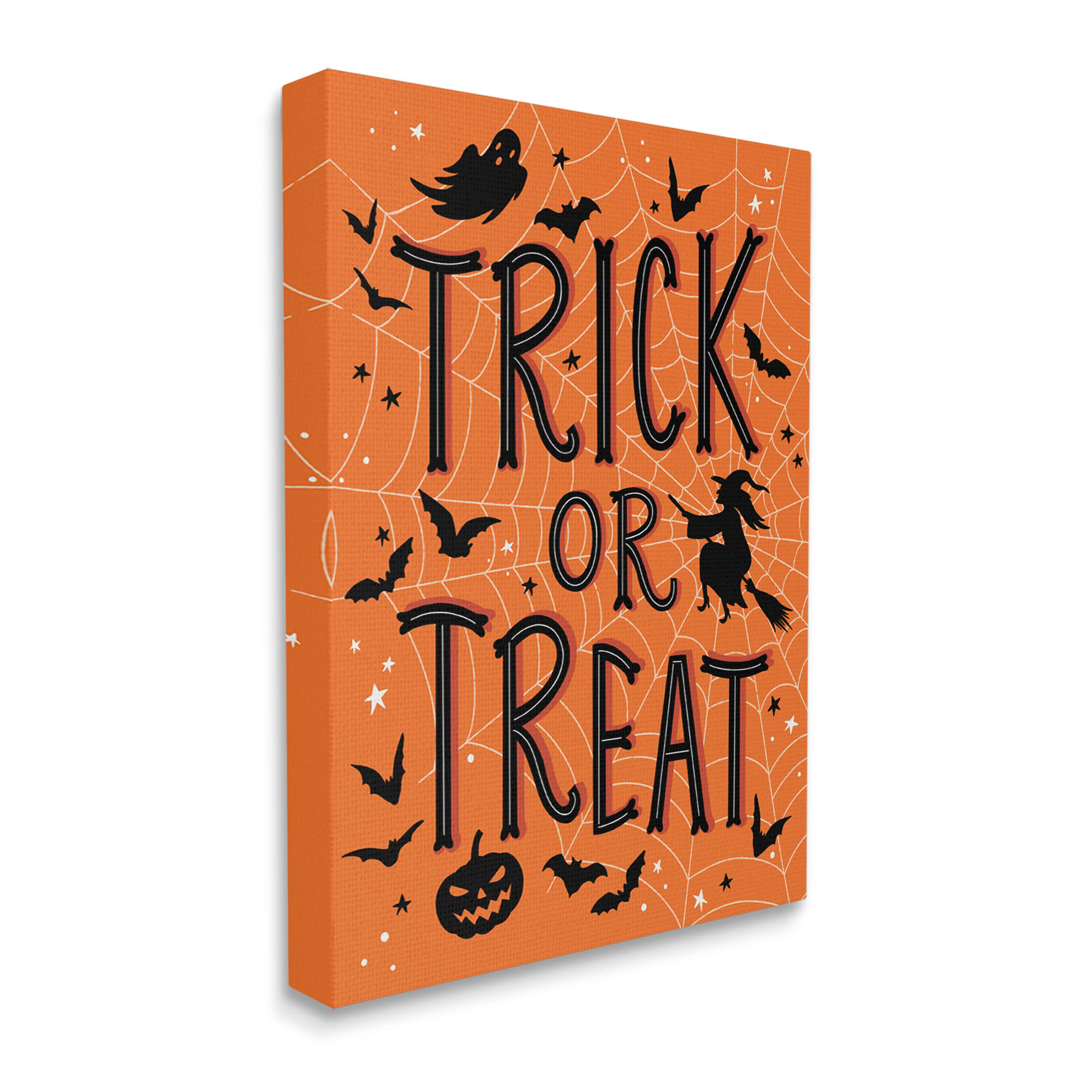 Stupell Industries Trick Or Treat Spider Web Graphic Art Gallery Wrapped Canvas Print Wall Art, Design by Nina Seven