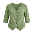 thumbnail image 5 of Button Down Shirts for Womens 3/4 Sleeve Linen Cotton Top Work Blouse, 5 of 5
