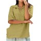thumbnail image 1 of Mujeres moda Casual suelta manga corta sólido cuello en V camiseta Top blusa pulóver Wmkox8yi  bvn1789, 1 of 8