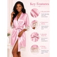 thumbnail image 5 of DAKIMOE Silk Satin Robes for Women Short Lace Trim Womens Robe Bride Bridesmaid Party 3/4 Sleeve Sexy Short Bath Robe Comfy Sleepwear Loungewear Nightwear, Lace Pink, M, 5 of 9