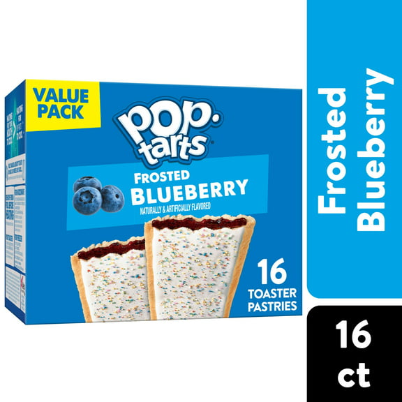 Pop-Tarts Frosted Blueberry Instant Breakfast Toaster Pastries, Shelf-Stable, Ready-to-Eat, 27 oz, 16 Count Box