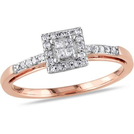 1/5 Carat T.W. Princess-Cut Diamond 10kt Pink Gold Engagement Ring