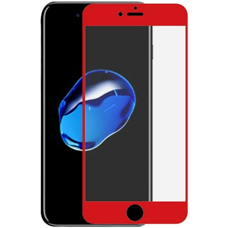 Red Hour Glass HR Wireless Clear Tempered Glass Screen Protector LCD Film Guard Shield for Apple iPhone 7 Plus/8 Plus, Red ()