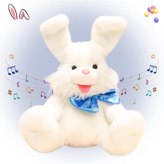 Plush Easter Toys Easter Gifts Musical Toy Bunny Plush Toys Stuffed Animals Peek a Boo Bunny Repeat What You Say Singing, Floppy Ears Birthday Gift for Boys Girls, 13.7" H