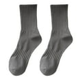 thumbnail image 2 of Opvise Winter Socks 1 Pair Unisex Socks Pure Color Knitted Mid-tube Ankle Protection Soft High Elasticity Anti-slip Warm No Odor Sweat Absorption Adult Four Seasons Sports Socks Dark Gray, 2 of 8