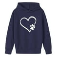 thumbnail image 5 of SGFCWSX Girls Hoodies Heart Print Sweatshirt for Teens Soft Long Sleeve Hooded Pullover Tops Navy Size 13-14 Years, 5 of 5