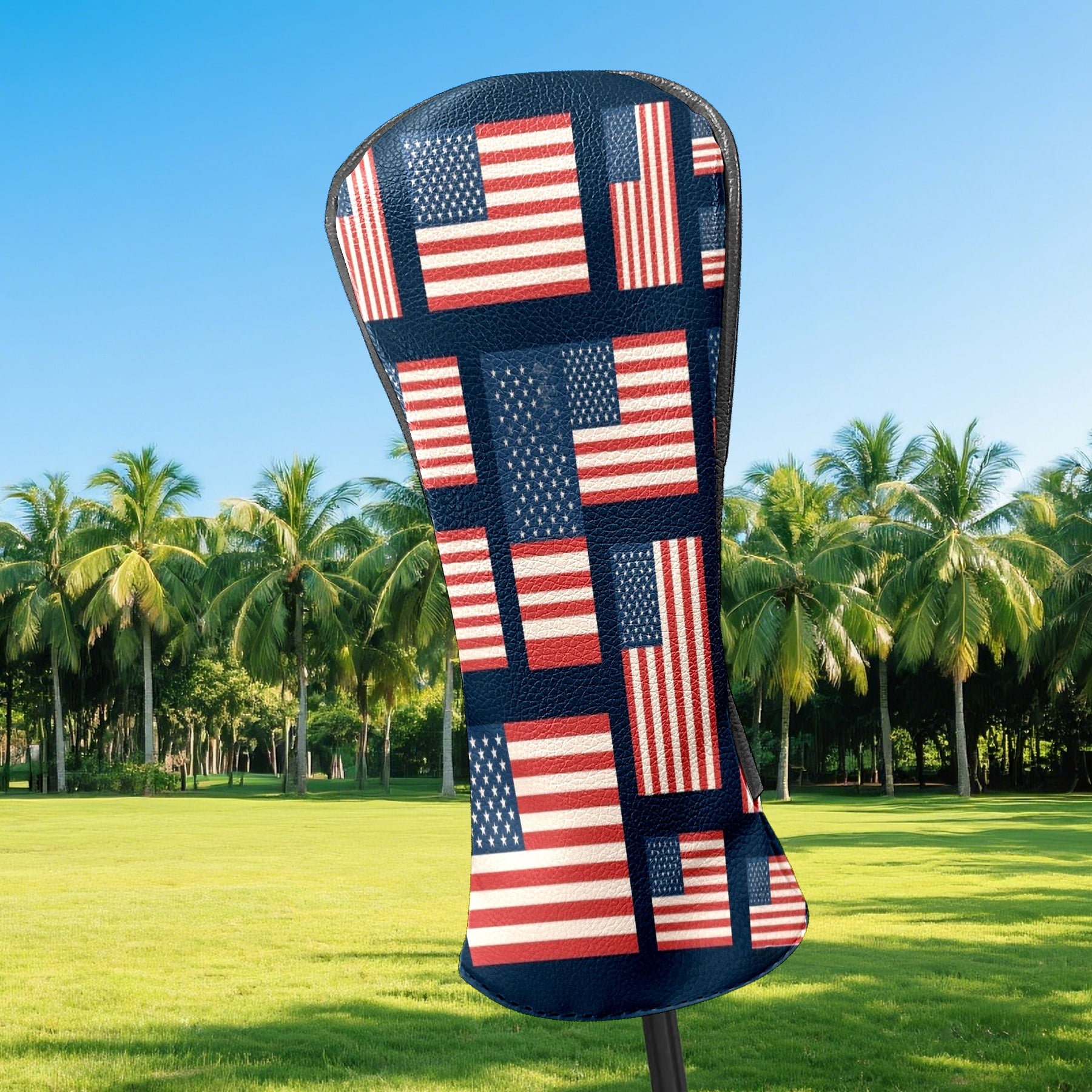 Golf Club Headcovers High Quality Waterproof Leather Golf Head Cover Set Men Women Driver Head Cover Exclusive Gift for Golf Lovers America Flag