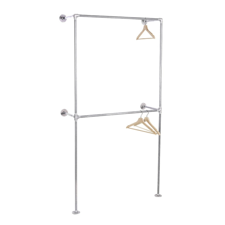 PIPE DECOR Galvanized Wall Mounted Double Hung Clothing Rack