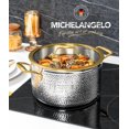 thumbnail image 6 of Michelangelo Triply Stainless Steel Stock Pot with Lid, Luxury Hammered Stainless Steel 6 Quart Pot with Lid & Golden Handle, Premium Induction Stockpot - 6QT, 6 of 8