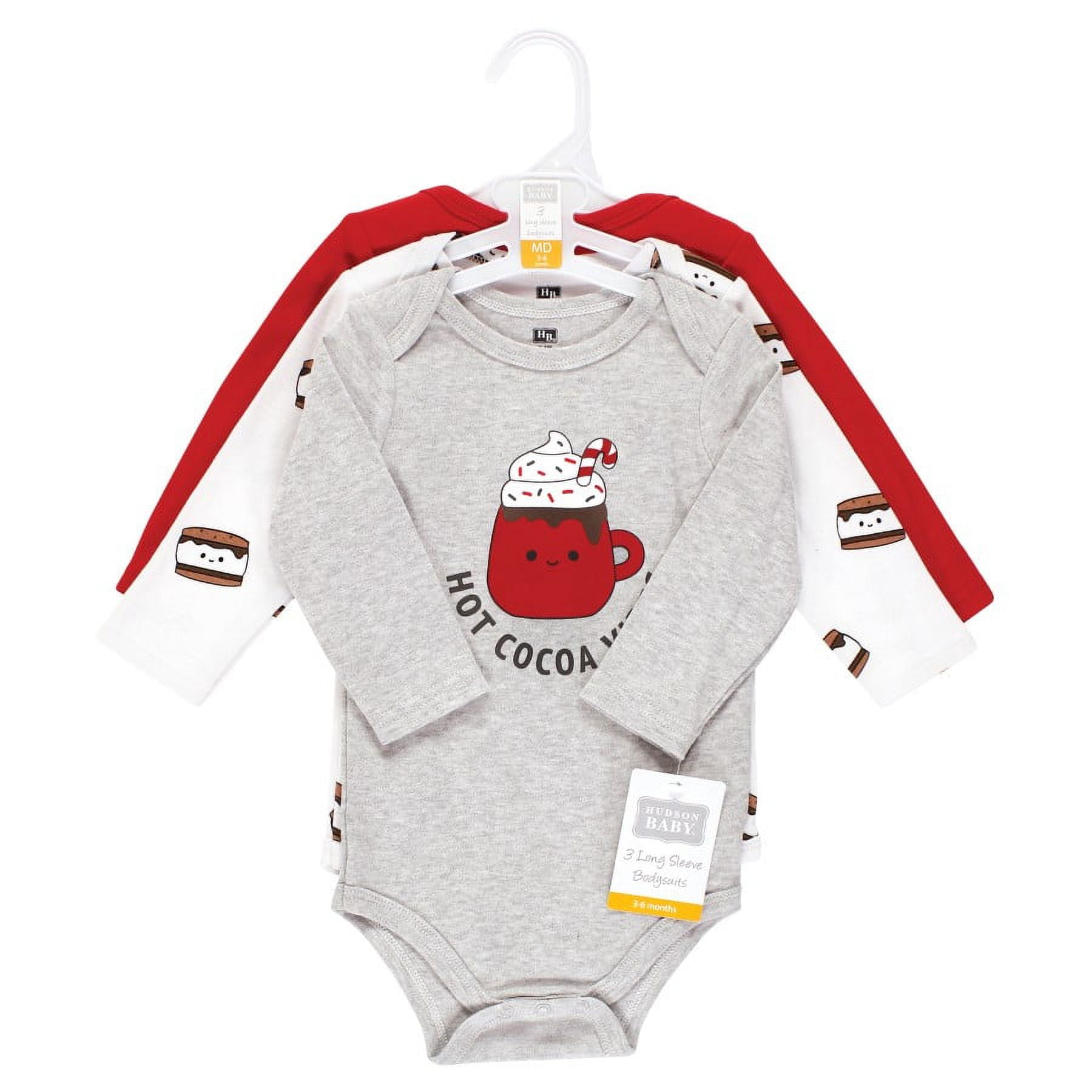 Hudson Baby Cotton Long-Sleeve Bodysuits, 3- Pack, Newborn- 24 Months