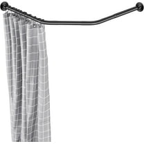 Adjustable Black Corner Shower Rod, 31-41 Inch Diamond Shaped Shower Curtain Rod, Curved Shower Curtain Rod, Rustproof 304 Stainless Steel Shower Rod for Bathroom Bathtub Drill and No Drill