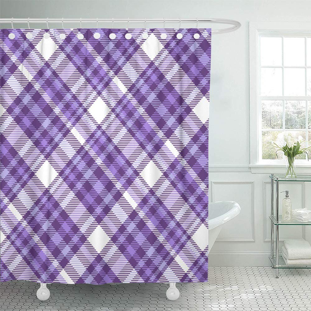 PKNMT Tartan Plaid Diagonal Check in Stripes Dark Purple Light Lavender