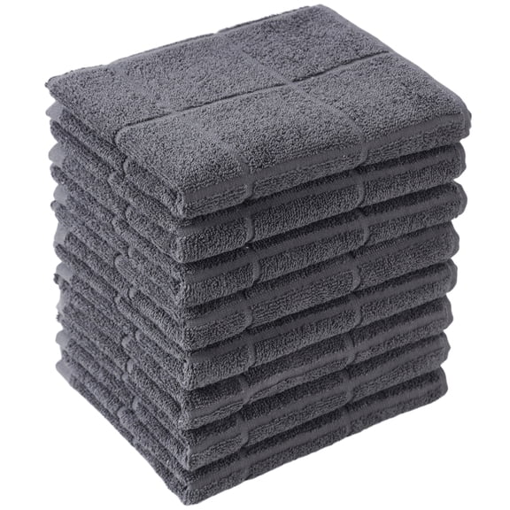 Clwellge 100% Cotton Kitchen Dish Towels, Heavy Duty Dish Towels and Absorbent Hand Tea Towels for Drying and Clearing, 8-Pack, 16" x 26", Gray
