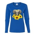 thumbnail image 2 of Elephant Sunflower Cute Love Animal Lover Womens Graphic Long Sleeve T-Shirt, Royal, X-Large, 2 of 3