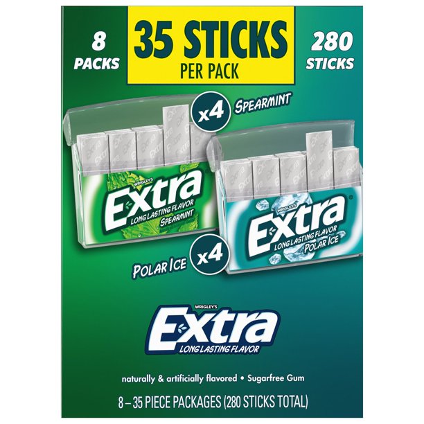 Extra Peppermint and Spearmint Sugar Free Chewing Gum, 35 Ct.