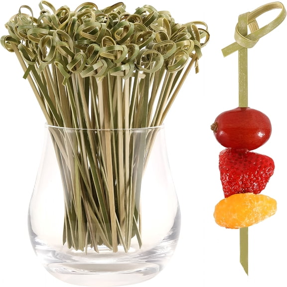 BPPEG 200 Pcs Cocktail Picks,4.7In Toothpicks for Appetizers,Natural Bamboo Knot Skewers,Mini Food Sticks,Fancy Tooth Picks for Drinks,Fruit,Charcuterie,Cocktail Garnish Accessories,Party Supplies