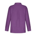 thumbnail image 5 of Zpanxa Blouses for Women Casual Button Down Shirts Plus Size Cotton Linen Collared Long Sleeve Solid Shirts with Pocket Womens Basic Work Tunic Tops Blouses Purple 4XL, 5 of 8