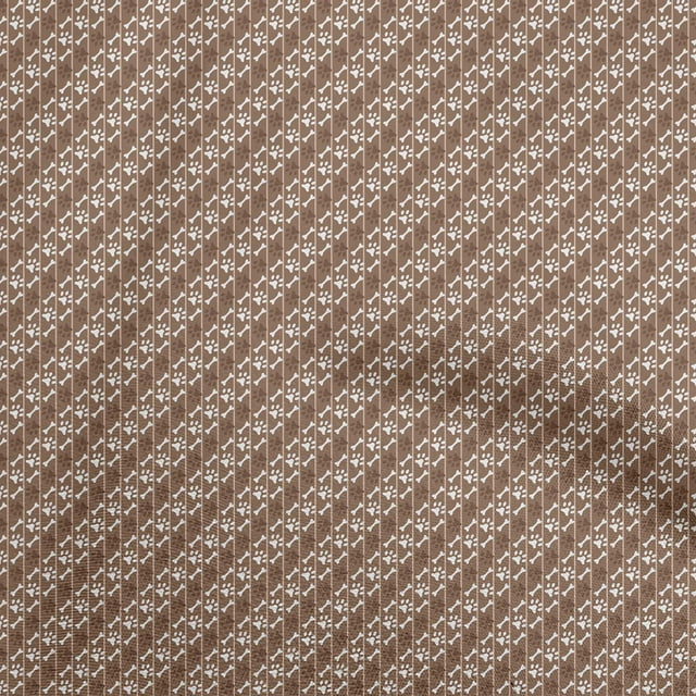 oneOone Velvet Brown Fabric Bone & Paw Sewing Craft Projects Fabric Prints By Yard 58 Inch Wide
