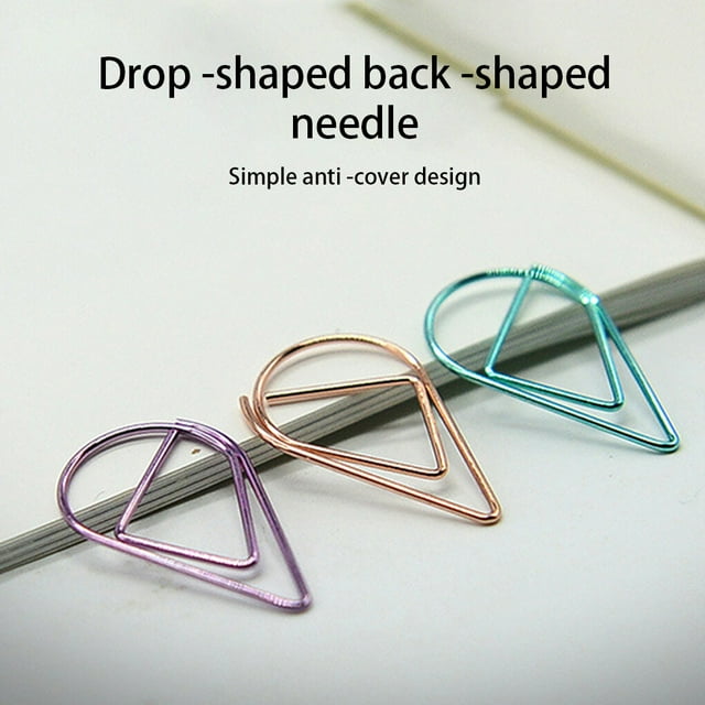 30 Pieces Paper Clip Cute Water Drop Shape Simple Shape Decorative Solid Color Style Solid Color Office School Note Book Photo Clamp Bookmark Sky Blue